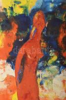 Jozefka Antal (1935-): Judith. Vegyes technika, kollázs ,karton. Jelzett a hátoldalán. 68x49 cm