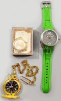 3 db régi óra: Police kvarc óra, működik, kaucsuk szíjjal. 46mm, + Poljot papírral, nem működik, modern fém óra.