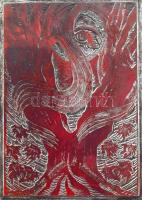 Tavaszy Noémi (1927-2018): A platánfa álma (Ady Endre). Fém nyomódúc-klisé. Jelzett a dúcon. Tavaszy Noémi autográf feliratával ellátott papírba csomagolva. 12,5x9 cm.