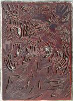 Tavaszy Noémi (1927-2018): A kezek bábja (Ady Endre). Fém nyomódúc-klisé. Jelzett a dúcon. Tavaszy Noémi autográf feliratával ellátott papírba csomagolva. 12,5x9 cm.