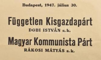1947 A Magyar Nemzeti Függetlenségi Front vékasztási szövetség megalakulásáról szóló nagy méretű pla...