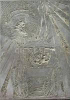 Tavaszy Noémi (1927-2018): Az asszony jussa (Ady Endre). Fém nyomódúc-klisé. Jelzett a dúcon. Tavaszy Noémi autográf feliratával ellátott papírba csomagolva. 12x8,5 cm.