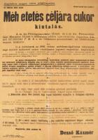 1943 Méhészet. Nagykörös. Méh etetés céljára cukor kiutalás. 40x60 cm Plakát