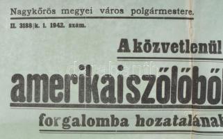 [Borászat-szőlészet] 1942 A közvetlenül termő amerikai szőlőből szűrt borok forgalomba hozatalának s...