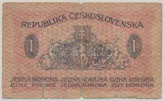 Csehszlovákia 1919. 1K "104" T:VG, szakadás Czechoslovakia 1919. 1 Koruna "104" C:VG, tear Krause P#6a