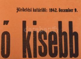 1942 Nagykőrös. A zsidók tulajdonában lévő kisebb ingatlanok átengedése c. polgármesteri rendelet. N...