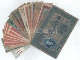 Vegyes, 25db-os magyar forint - pengő - korona és osztrák korona tétel, közte 1902. 1000K piros &quo...