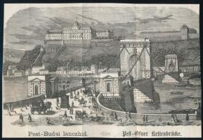 ca 1860 Pest Budai lánczhíd fametszet. 20x14 cm