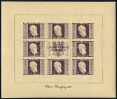 Austria 1946 Renner vágott kisívsor japán papíron, eredeti pergamenlapos füzetben, a borító enyhén g...