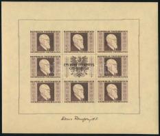 Austria 1946 Renner vágott kisívsor japán papíron, eredeti pergamenlapos füzetben, a borító enyhén g...