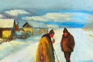 Zórád Géza jelzéssel: Téli tere-fere. Olaj, vászon. Dekoratív, javított fakeretben. 60x80 cm