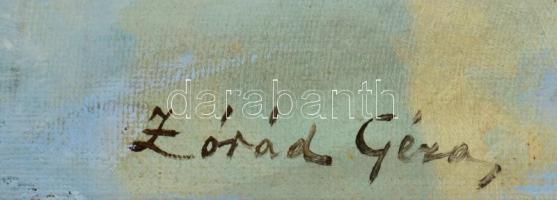 Zórád Géza jelzéssel: Téli tere-fere. Olaj, vászon. Dekoratív, javított fakeretben. 60x80 cm