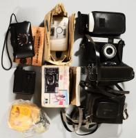 Doboznyi vegyes fényképezőgép tétel, közte Canon Prima BF-800, Concord 850, Fotostar AF-621D, Smena Symbol gépekkel.