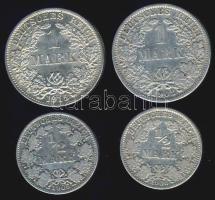 Német Birodalom/Császárság 1902-15. 1/2M Ag (2x) + 1M Ag (2x) T:2,3 ph.