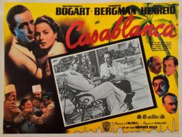 Casablanca (Humphrey Bogart, Ingrid Bergman, rendezte: Michael Curtiz), modern reprint filmplakát, karton, kissé hullámos, 30,5x41 cm.