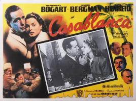 Casablanca (Humphrey Bogart, Ingrid Bergman, rendezte: Michael Curtiz), modern reprint filmplakát, karton, kissé hullámos, 30,5x41 cm.