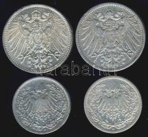 Német Birodalom/Császárság 1902-15. 1/2M Ag (2x) + 1M Ag (2x) T:2,3 ph