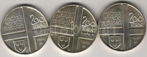 1976 "Festők I" sor  3x200Ft ezüst  T:BU