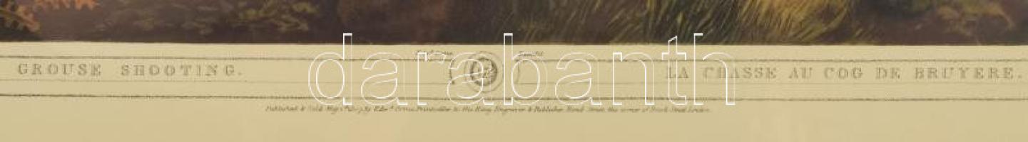 Vadász litográfia. Fajd vadászat. Nagy méretű litográfia. Howit festménye alapján, üvegezett keretbe...