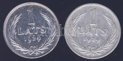 Lettország 1924. 1L Ag (2x) T:2,3