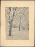 1937 Orphanidesz János (1876-1939): Svábhegyi tél jelzett vintage fotóművészeti alkotás, művészfólián másolva, ezüst zselatinos fotópapíron, képméret 16x11,5 cm, papírméret 24x18 cm