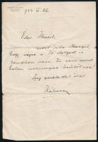 1944 Csathó Kálmán (1881-1964) író tintával írt, autográf levele Nádor Henrik orvosnak Nagymarosról fejléces levélpapírján
