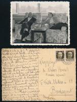 Heltai Jenő, született Herzl Eugen (1871-1957) Kossuth-díjas író, költő, újságíró, producer, dramaturg, Herzl Tivadar unokatestvére családjával, felesége Gách Lilla színésznővel. fotó. 12x9 cm + egy autográf levele, János aláírással orvosának