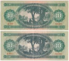 1962. 10Ft (2xklf) "A 808 126211" fordított hátlapi "01"-es alapnyomattal + &quo...