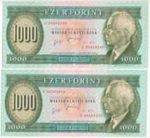 1996. 1000Ft (2x) sorszámkövetők "E 98563288 - E 98563289" T:XF / Hungary 1996. 1000 Forint (2x) consecutive serials "E 98563288 - E 98563289" C:XF Adamo F48