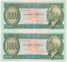 1993. 1000Ft (2x) sorszámkövetők "E 32306479 - E 32306480" T:F, szép papír / Hungary 1993. 1000 Forint (2x) consecutive serials "E 32306479 - E 32306480" C:F, fine paper Adamo F47