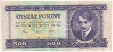 1980. 500Ft "E 715 022699" T:XF, enyhe nyomdai papírráncokkal /  Hungary 1980. 500 Forint "E 715 022699" C:XF, with printing creases Adamo F42