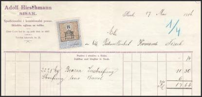 1917 Dunai Flottila.
Eredeti, 1914. május 5-i keltezésű benzinszámla, amelyet a k.u.k. Patrouillenb...