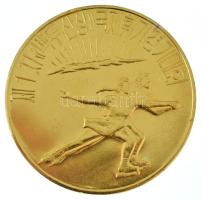Kína 1992. "Műkorcsolya" kétoldalas, aranyozott Al emlékérem karton tokban (60mm) T:AU China 1992. "Figure Skating" two-sided, gilded Al commemorative medallion (60mm) C:AU