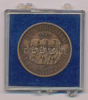 Bognár György (1944-) 1985. "250 éves a műszaki felsőoktatás Miskolc / Első professzoraink - Sályi I. - Borbély S. - Zorkóczy B." kétoldalas bronz emlékérem műanyag tokban (42,5mm) T:UNC