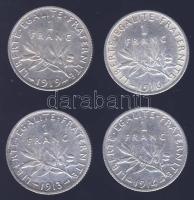 Franciaország 1913-19. 1Fr Ag (4x) T:2/3,3