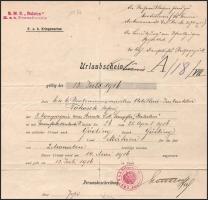 1916 Dunai Flottila.S.M. S. Balaton. 
Háromnyelvű utazási igazolás Tokos István matróznak, ritka ha...