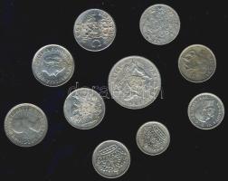Kis vegyes Ag tétel, 10db, benne brit, belga, svéd, finn stb. T:2,3