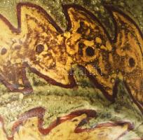 Gorka Géza (1894-1971): Kaspó. Korongozott kerámia. Felfelé szélesedő, kör alakú forma. Palástján sá...