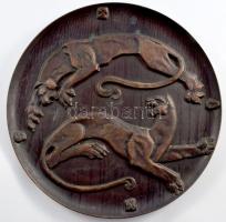 Orosz jaguármintás dísztál, bronzírozott alumínium, d: 27 cm