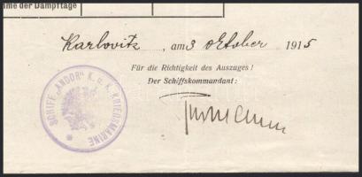 1915 S.M.S. Baja a Dunai Flottilla kiegészítő hajója 
Hajónapló-kivonatok gyűjteménye, amely az S.M...