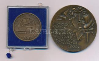 1968. "Országos Nyári Gyümölcs és Zöldségkiállítás Nagykőrös / III. díj" kétoldalas bronz díjérem (70mm) + Fritz Mihály (1947-) 1983. "A Művelődési Központért / Nagyközségi Tanács - Szécsény" kétoldalas bronz emlékérem, plombált műanyag tokban (42,5mm) T:UNC,AU, a díjérem lyukasztott