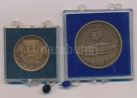 Fritz Mihály (1947-) 1983. "A Művelődési Központért / Nagyközségi Tanács - Szécsény" kétoldalas bronz emlékérem, sérült, plombált műanyag tokban (42,5mm) + Gaál Gyula DN "Sárospatak" kétoldalas bronz emlékérem, plombált műanyag tokban (32mm) T:UNC