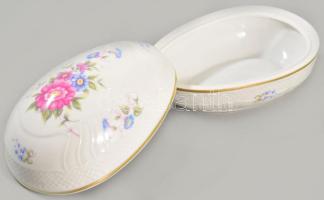 Hollóházi Hajnalka mintás tojás alakú bonbonier. Jelzett, hibátlan, 15x10 cm