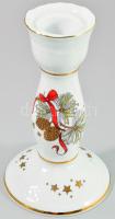 Hollóházi karácsonyi mintás gyertyatartó, jelzett, hibátlan, m: 14 cm