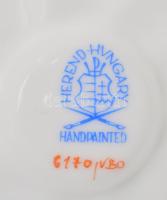 Herendi Viktória mintás fedeles edény, vékony virágszirom fogókkal, jelzett, hibátlan, d: 16,5 cm