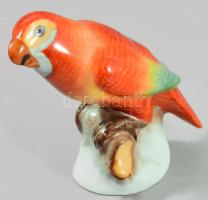 Herendi papagáj figura. Jelzett, kézzel festett, hibátlan, m: 7 cm