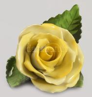 Herendi sárga rózsa. Jelzett, kézzel festett, minimális kopással, 8,5x8,5 cm