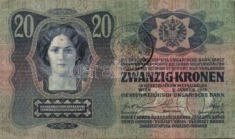 1913. 20K I.kiadás román ellenbélyegzővel T:III+