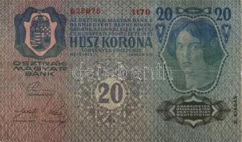 1913. 20K II.kiadás (2x) vízszintes "Deutschösterreich" fny-sal T:II/II-