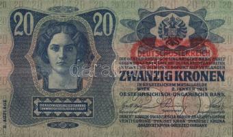 1913. 20K II.kiadás (2x) vízszintes "Deutschösterreich" fny-sal T:II/II-